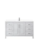 Daria 60 Inch Single Bathroom Vanity in White, White Cultured Marble Countertop, Undermount Square Sink, No Mirror
