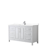 Wyndham Collection - Daria 60 Inch Single Bathroom Vanity in White, White Cultured Marble Countertop, Undermount Square Sink, No Mirror