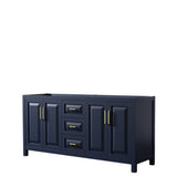 Wyndham Collection - Daria 72 Inch Double Bathroom Vanity in Dark Blue, No Countertop, No Sink, No Mirror - Dark Blue