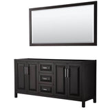 Wyndham Collection - Daria 72 Inch Double Bathroom Vanity in Dark Espresso, No Countertop, No Sink, and 70 Inch Mirror - Dark Espresso