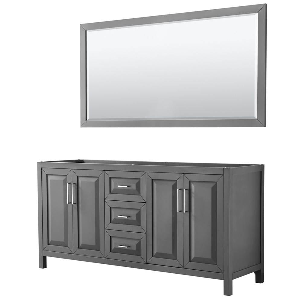 Wyndham Collection - Daria 72 Inch Double Bathroom Vanity in Dark Gray, No Countertop, No Sink, and 70 Inch Mirror - Dark Gray