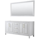Wyndham Collection - Daria 72 Inch Double Bathroom Vanity in White, No Countertop, No Sink, 70 Inch Mirror, Brushed Gold Trim