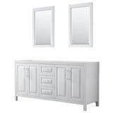 Wyndham Collection - Daria 72 Inch Double Bathroom Vanity in White, No Countertop, No Sink, and 24 Inch Mirrors - White