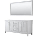 Wyndham Collection - Daria 72 Inch Double Bathroom Vanity in White, No Countertop, No Sink, and 70 Inch Mirror - White