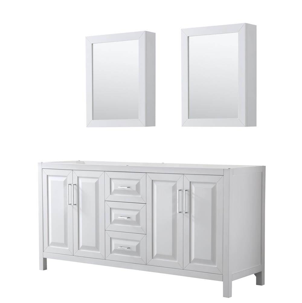 Wyndham Collection - Daria 72 Inch Double Bathroom Vanity in White, No Countertop, No Sink, and Medicine Cabinets - White