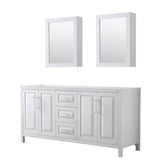 Wyndham Collection - Daria 72 Inch Double Bathroom Vanity in White, No Countertop, No Sink, and Medicine Cabinets - White