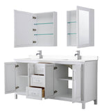 Daria 72 Inch Double Bathroom Vanity in White, White Cultured Marble Countertop, Undermount Square Sinks, Medicine Cabinets