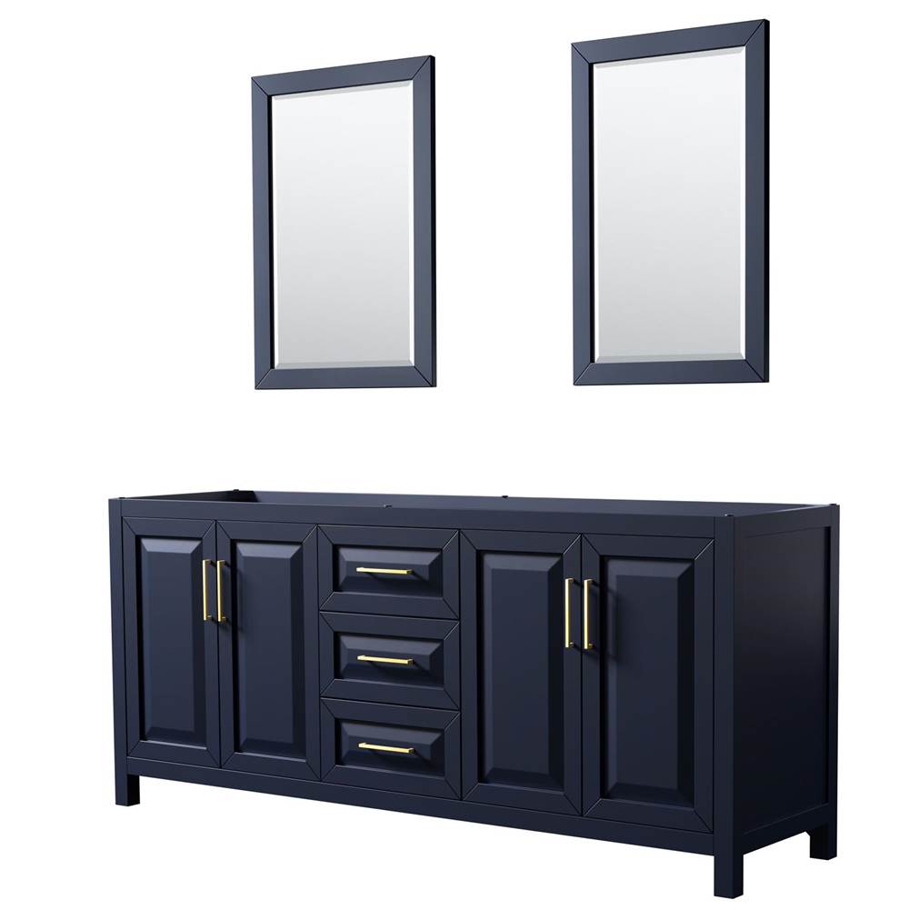 Wyndham Collection - Daria 80 Inch Double Bathroom Vanity in Dark Blue, No Countertop, No Sink, 24 Inch Mirrors - Dark Blue