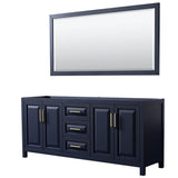 Wyndham Collection - Daria 80 Inch Double Bathroom Vanity in Dark Blue, No Countertop, No Sink, 70 Inch Mirror - Dark Blue