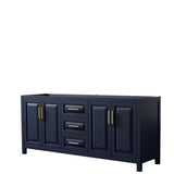 Wyndham Collection - Daria 80 Inch Double Bathroom Vanity in Dark Blue, No Countertop, No Sink, No Mirror - Dark Blue