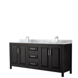 Wyndham Collection - Daria 80 Inch Double Bathroom Vanity in Dark Espresso, White Carrara Marble Countertop, Undermount Square Sinks, and No Mirror - Dark Espresso