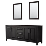 Wyndham Collection - Daria 80 Inch Double Bathroom Vanity in Dark Espresso, No Countertop, No Sink, and 24 Inch Mirrors - Dark Espresso
