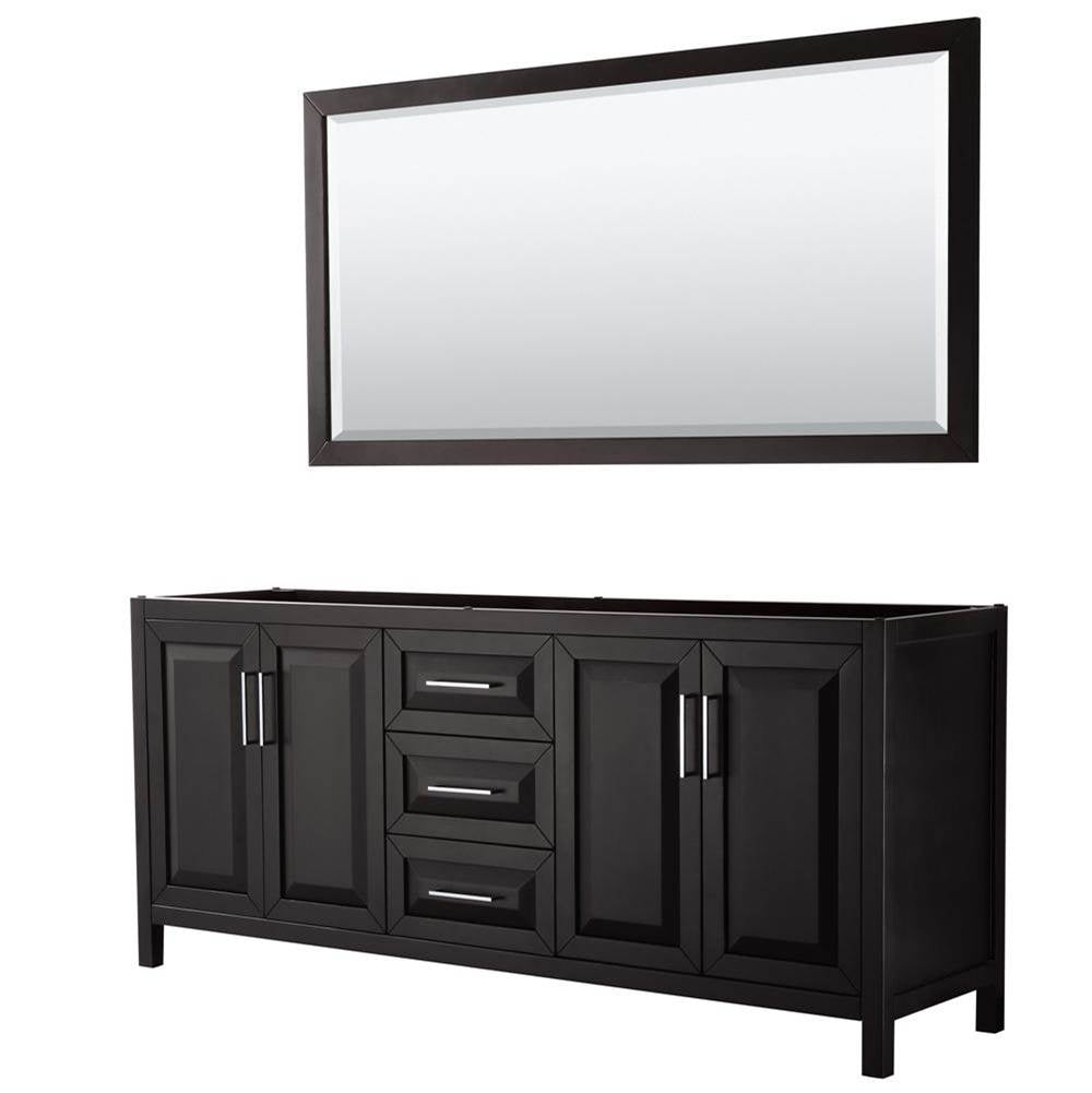 Wyndham Collection - Daria 80 Inch Double Bathroom Vanity in Dark Espresso, No Countertop, No Sink, and 70 Inch Mirror - Dark Espresso