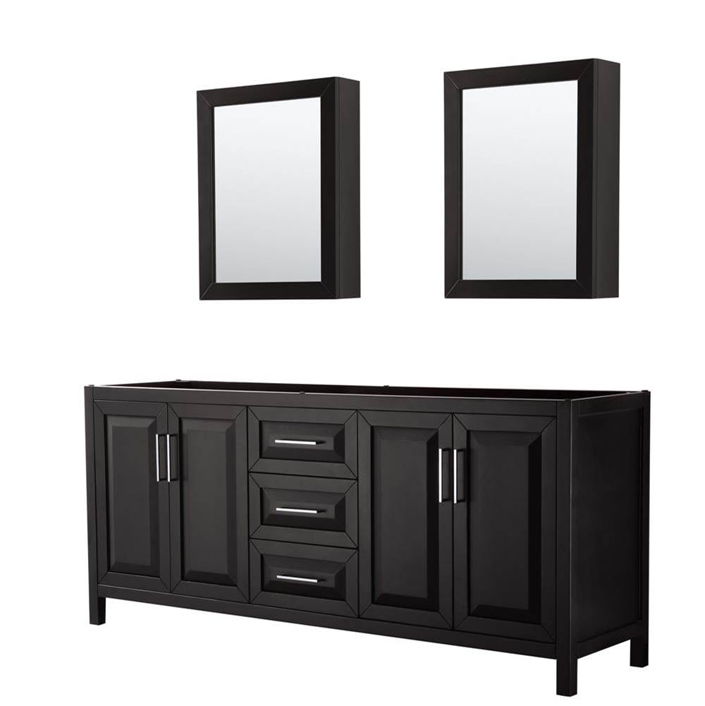 Wyndham Collection - Daria 80 Inch Double Bathroom Vanity in Dark Espresso, No Countertop, No Sink, and Medicine Cabinets - Dark Espresso