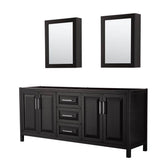 Wyndham Collection - Daria 80 Inch Double Bathroom Vanity in Dark Espresso, No Countertop, No Sink, and Medicine Cabinets - Dark Espresso
