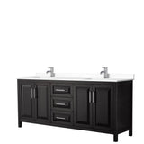 Wyndham Collection - Daria 80 Inch Double Bathroom Vanity in Dark Espresso, White Cultured Marble Countertop, Undermount Square Sinks, No Mirror