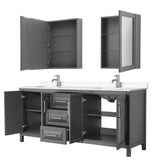 Daria 80 Inch Double Bathroom Vanity in Dark Gray, Carrara Cultured Marble Countertop, Undermount Square Sinks, Medicine Cabinets
