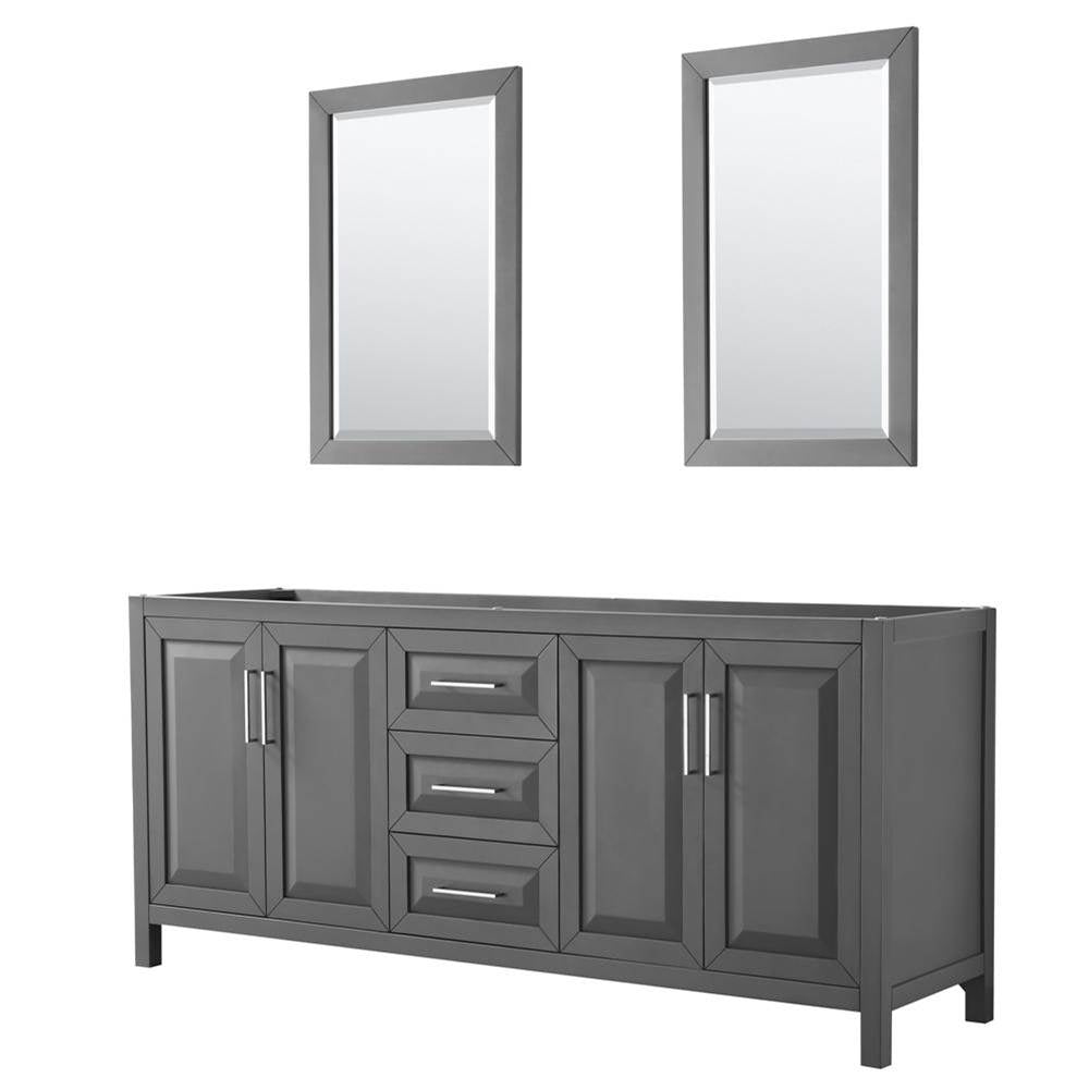 Wyndham Collection - Daria 80 Inch Double Bathroom Vanity in Dark Gray, No Countertop, No Sink, and 24 Inch Mirrors - Dark Gray