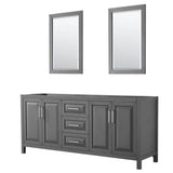Wyndham Collection - Daria 80 Inch Double Bathroom Vanity in Dark Gray, No Countertop, No Sink, and 24 Inch Mirrors - Dark Gray