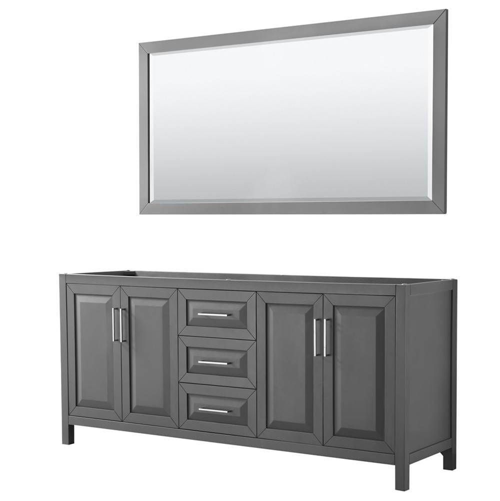 Wyndham Collection - Daria 80 Inch Double Bathroom Vanity in Dark Gray, No Countertop, No Sink, and 70 Inch Mirror - Dark Gray