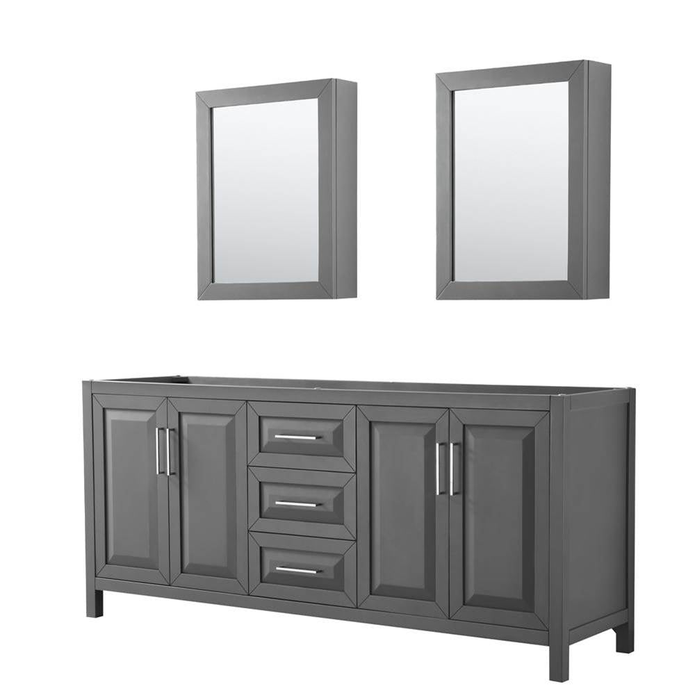 Wyndham Collection - Daria 80 Inch Double Bathroom Vanity in Dark Gray, No Countertop, No Sink, and Medicine Cabinets - Dark Gray