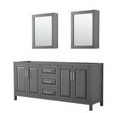 Wyndham Collection - Daria 80 Inch Double Bathroom Vanity in Dark Gray, No Countertop, No Sink, and Medicine Cabinets - Dark Gray