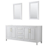 Wyndham Collection - Daria 80 Inch Double Bathroom Vanity in White, No Countertop, No Sink, 24 Inch Mirrors, Brushed Gold Trim