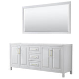 Wyndham Collection - Daria 80 Inch Double Bathroom Vanity in White, No Countertop, No Sink, 70 Inch Mirror, Brushed Gold Trim