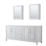Wyndham Collection - Daria 80 Inch Double Bathroom Vanity in White, No Countertop, No Sink, Medicine Cabinets, Brushed Gold Trim