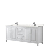 Wyndham Collection - Daria 80 Inch Double Bathroom Vanity in White, Carrara Cultured Marble Countertop, Undermount Square Sinks, No Mirror