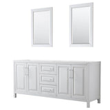 Wyndham Collection - Daria 80 Inch Double Bathroom Vanity in White, No Countertop, No Sink, and 24 Inch Mirrors - White