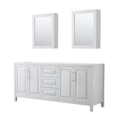 Wyndham Collection - Daria 80 Inch Double Bathroom Vanity in White, No Countertop, No Sink, and Medicine Cabinets - White