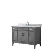 Wyndham Collection - Margate 48 Inch Single Bathroom Vanity in Dark Gray, White Carrara Marble Countertop, Undermount Oval Sink, and No Mirror - Dark Gray