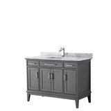 Wyndham Collection - Margate 48 Inch Single Bathroom Vanity in Dark Gray, White Carrara Marble Countertop, Undermount Square Sink, and No Mirror - Dark Gray