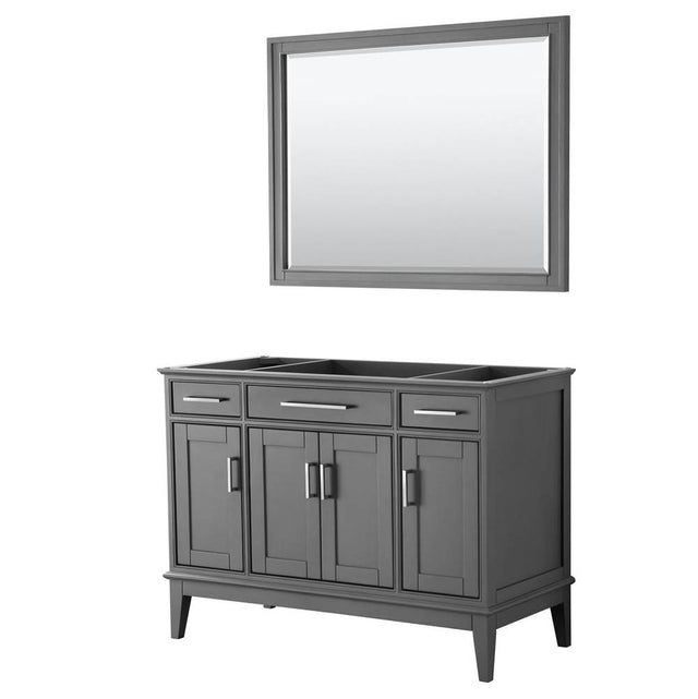 Wyndham Collection - Margate 48 Inch Single Bathroom Vanity in Dark Gray, No Countertop, No Sink, and 44 Inch Mirror - Dark Gray