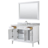 Margate 48 Inch Single Bathroom Vanity in Dark Gray, White Carrara Marble Countertop, Undermount Oval Sink, and 44 Inch Mirror