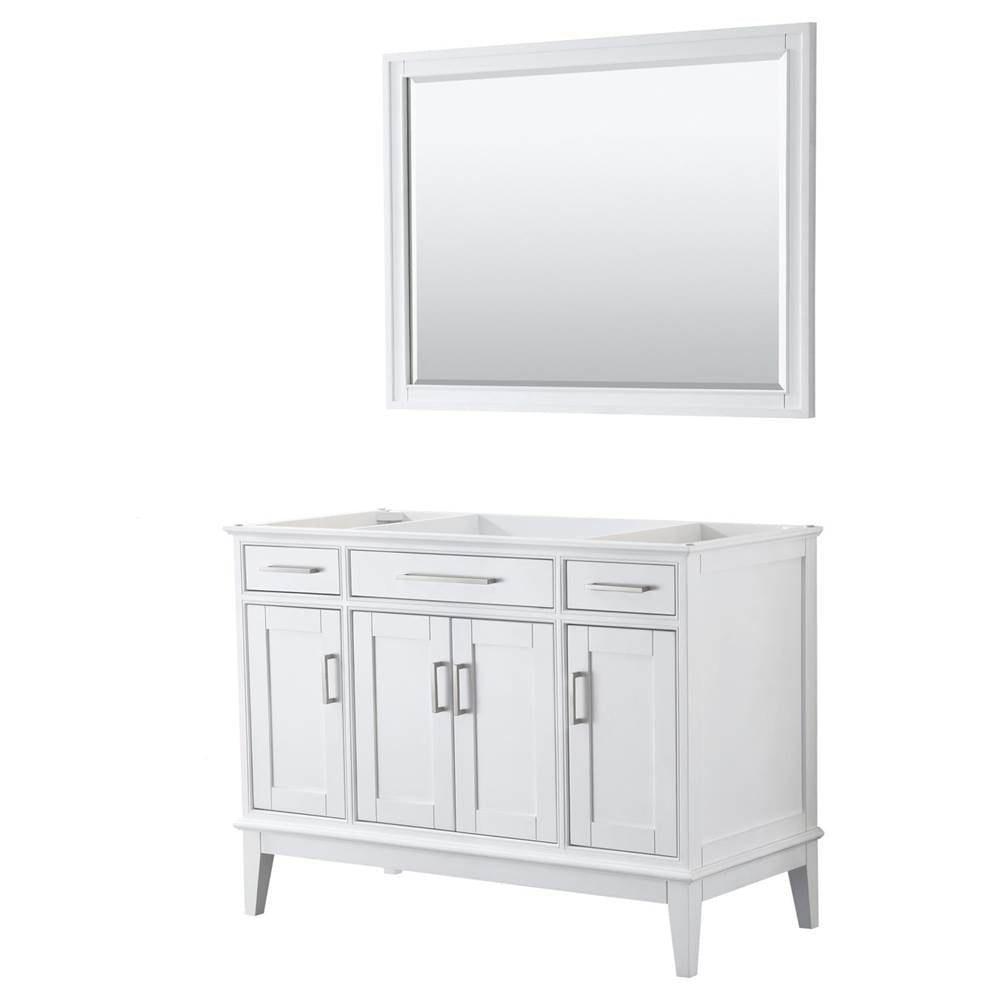 Wyndham Collection - Margate 48 Inch Single Bathroom Vanity in White, No Countertop, No Sink, and 44 Inch Mirror - White