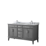 Wyndham Collection - Margate 60 Inch Double Bathroom Vanity in Dark Gray, White Carrara Marble Countertop, Undermount Oval Sinks, and No Mirror - Dark Gray