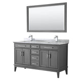 Wyndham Collection - Margate 60 Inch Double Bathroom Vanity in Dark Gray, White Carrara Marble Countertop, Undermount Square Sinks, and 56 Inch Mirror - Dark Gray