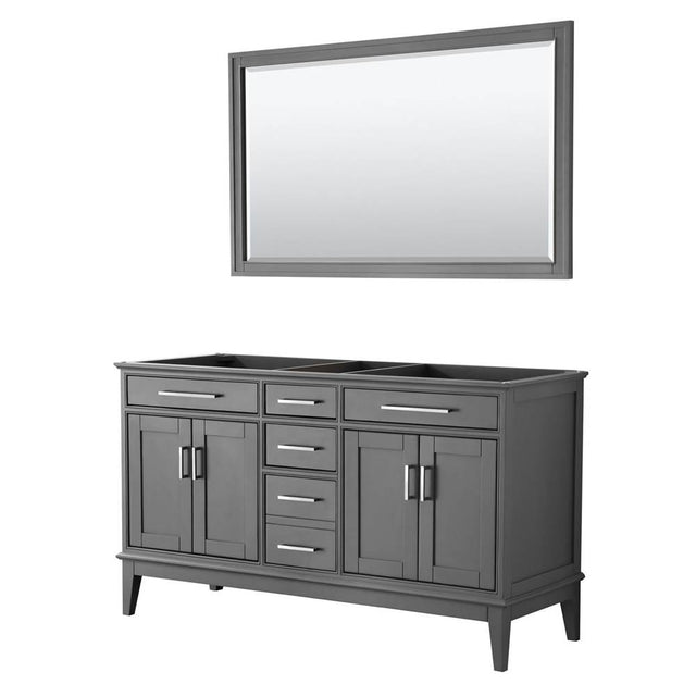 Wyndham Collection - Margate 60 Inch Double Bathroom Vanity in Dark Gray, No Countertop, No Sink, and 56 Inch Mirror - Dark Gray