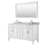 Wyndham Collection - Margate 60 Inch Double Bathroom Vanity in White, White Carrara Marble Countertop, Undermount Oval Sinks, and 56 Inch Mirror - White