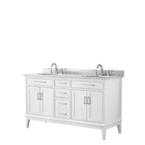 Wyndham Collection - Margate 60 Inch Double Bathroom Vanity in White, White Carrara Marble Countertop, Undermount Oval Sinks, and No Mirror - White