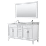 Wyndham Collection - Margate 60 Inch Double Bathroom Vanity in White, White Carrara Marble Countertop, Undermount Square Sinks, and 56 Inch Mirror - White