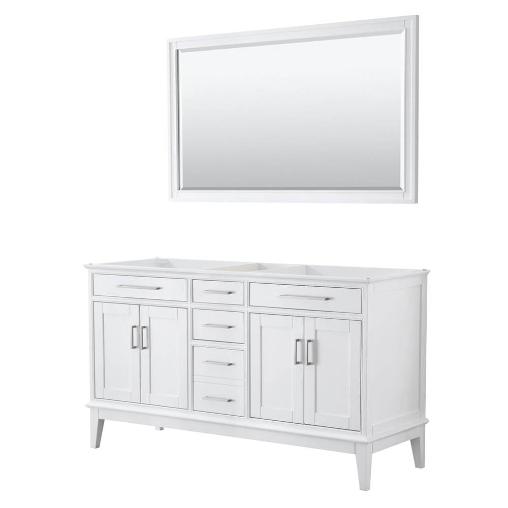 Wyndham Collection - Margate 60 Inch Double Bathroom Vanity in White, No Countertop, No Sink, and 56 Inch Mirror - White