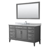 Wyndham Collection - Margate 60 Inch Single Bathroom Vanity in Dark Gray, White Carrara Marble Countertop, Undermount Oval Sink, and 56 Inch Mirror - Dark Gray