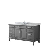 Wyndham Collection - Margate 60 Inch Single Bathroom Vanity in Dark Gray, White Carrara Marble Countertop, Undermount Oval Sink, and No Mirror - Dark Gray