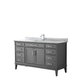 Wyndham Collection - Margate 60 Inch Single Bathroom Vanity in Dark Gray, White Carrara Marble Countertop, Undermount Square Sink, and No Mirror - Dark Gray