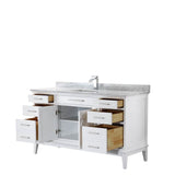 Margate 60 Inch Single Bathroom Vanity in Dark Gray, White Carrara Marble Countertop, Undermount Square Sink, and No Mirror