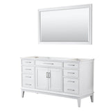 Wyndham Collection - Margate 60 Inch Single Bathroom Vanity in White, No Countertop, No Sink, and 56 Inch Mirror - White