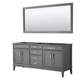 Wyndham Collection - Margate 72 Inch Double Bathroom Vanity in Dark Gray, No Countertop, No Sink, and 70 Inch Mirror - Dark Gray